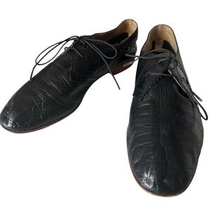 FRYE JILLIAN CRINKLED SOFT BLACK LEATHER OXFORD FLATS SIZE 7.5